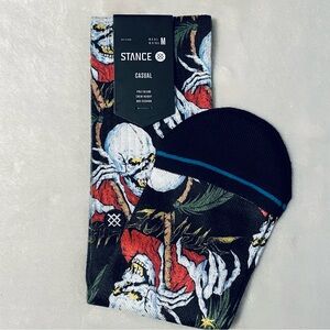 Stance Black Casual Socks with Stylish Accents Tropical Surf Skeleton Office